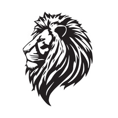 Black lion silhouette on white background. Lion vector logo design. Lion head illustration.