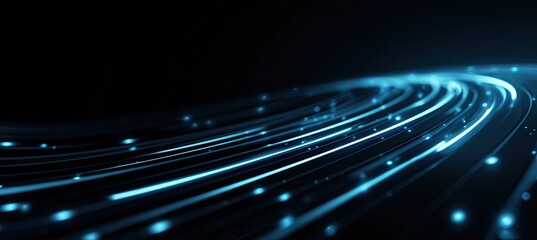 Abstract digital swirl of glowing light trails