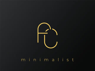 FC Minimalist Logo with Interlocking Shapes on Solid Black Background. A clean and modern minimalist logo design.