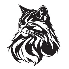 Cat head silhouette on white background. Black Cat logo design. Cat icon.