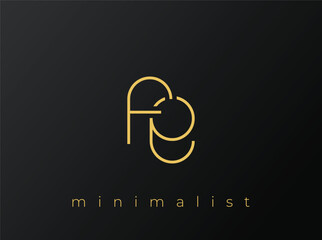 FE Minimalist Logo with Interlocking Shapes on Solid Black Background. A clean and modern minimalist logo design.