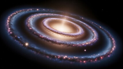 Galaxy with Ring Structure and Bright Core Cosmic Space Scene for Science and Technology