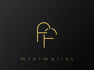FF Minimalist Logo with Interlocking Shapes on Solid Black Background. A clean and modern minimalist logo design.