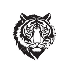 Tiger head silhouette on white background. Black tiger logo design. Tiger icon.