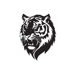 Obraz premium Tiger head silhouette on white background. Black tiger logo design. Tiger icon.