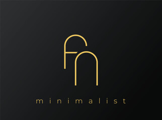 FN Minimalist Logo with Interlocking Shapes on Solid Black Background. A clean and modern minimalist logo design.