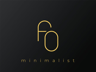 FO Minimalist Logo with Interlocking Shapes on Solid Black Background. A clean and modern minimalist logo design.