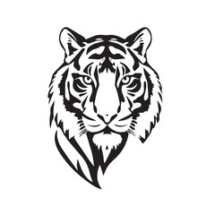 Fototapeta premium Tiger head silhouette on white background. Black tiger logo design. Tiger icon.