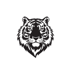 Tiger head silhouette on white background. Black tiger logo design. Tiger icon.