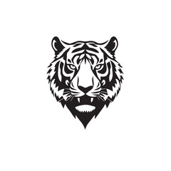 Tiger head silhouette on white background. Black tiger logo design. Tiger icon.