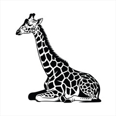 Elegant Giraffe Silhouette Vector Illustration of a Majestic Animal in a Resting Pose Iconic African Wildlife Graphic Design Element