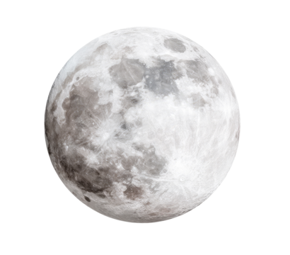 Full moon, grayscale.  Detailed view of the lunar surface with craters and varied light and shadow