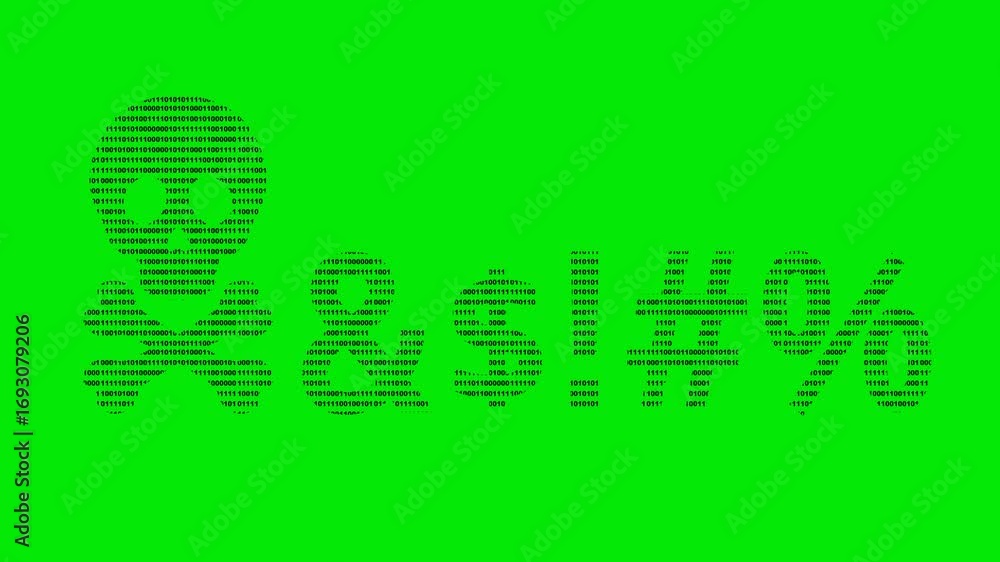 Poster video animation black icon skull crossbones designed with numbers 0 and 1 of binary code system, text insult symbol in hater social media concept, on a green chroma key background