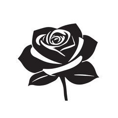 Flower silhouette on white background. Elegant black flower silhouette illustration for nature, decor, and design.