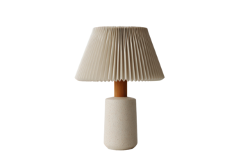 Modern ceramic table lamp with a pleated shade.