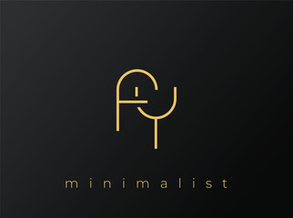 FY Minimalist Logo with Interlocking Shapes on Solid Black Background. A clean and modern minimalist logo design.