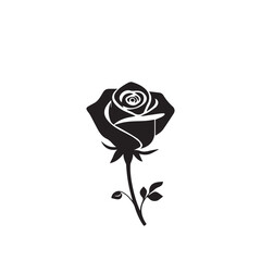 Flower silhouette on white background. Elegant black flower silhouette illustration for nature, decor, and design.