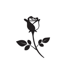 Flower silhouette on white background. Elegant black flower silhouette illustration for nature, decor, and design.