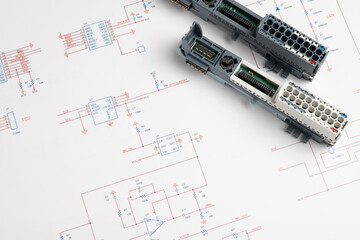 Industrial control modules on electrical schematic
