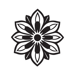 Flower silhouette on white background. Elegant black flower silhouette illustration for nature, decor, and design.