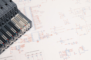 Electronic component on technical circuit diagram

