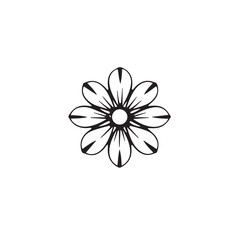 Flower silhouette on white background. Elegant black flower silhouette illustration for nature, decor, and design.