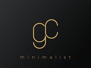 GC Minimalist Logo with Interlocking Shapes on Solid Black Background. A clean and modern minimalist logo design.
