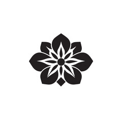 Flower silhouette on white background. Elegant black flower silhouette illustration for nature, decor, and design.