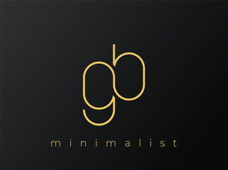 GB Minimalist Logo with Interlocking Shapes on Solid Black Background. A clean and modern minimalist logo design.