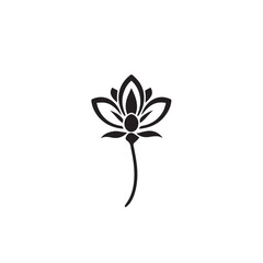 Flower silhouette on white background. Elegant black flower silhouette illustration for nature, decor, and design.