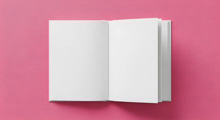 Fototapeta premium Blank Open Book on Pink Background