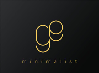 GE Minimalist Logo with Interlocking Shapes on Solid Black Background. A clean and modern minimalist logo design.
