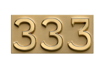 Shiny Brass House Number 333 Isolated on White.