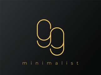 GG Minimalist Logo with Interlocking Shapes on Solid Black Background. A clean and modern minimalist logo design.