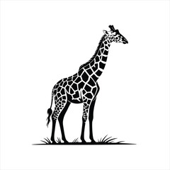 Elegant Giraffe Silhouette Vector for Design Projects African Wildlife Animal Art Illustration