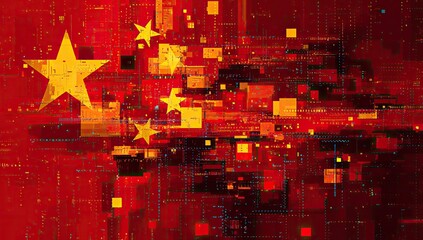 Abstract digital representation of the Chinese flag