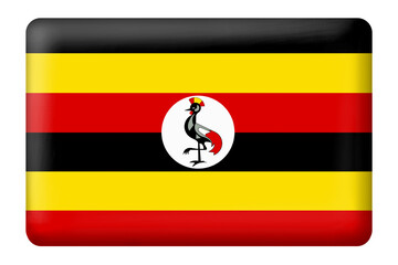 Ugandan flag with square button shape on transparent background. National, flag, country, icn, symbol, culture, travel, education, language, business, asia, web, digital, element, design, png, sticke 