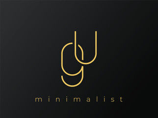 GU Minimalist Logo with Interlocking Shapes on Solid Black Background. A clean and modern minimalist logo design.