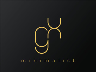 GX Minimalist Logo with Interlocking Shapes on Solid Black Background. A clean and modern minimalist logo design.