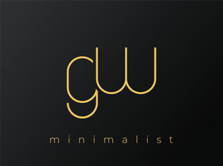 GW Minimalist Logo with Interlocking Shapes on Solid Black Background. A clean and modern minimalist logo design.
