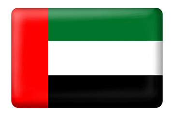 Fototapeta premium Flag of the United Arab Emirates (UAE) with square button on transparent background. United, Arab, Emirates, flag, national, country, presentation, business, travel, culture, digital, design, png