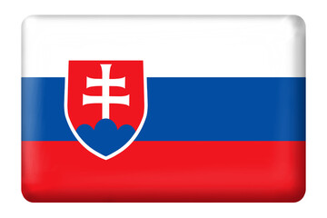 Fototapeta premium Slovak flag with square button shape on transparent background. National, country, flag, Slovak, travel, language, business, culture, education, web, digital, design, element, three-dimensional, png