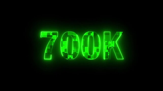 Glowing Neon Colorful 700K Follower Celebration Animation. 700K Followers Thank You Countdown Motion Graphic with Digital Effect.