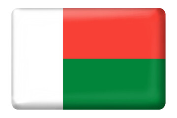 Fototapeta premium Madagascar flag square button shape on transparent background. National, country, flag, Madagascar, travel, language, business, education, culture, digital, design, element, png, sticker 