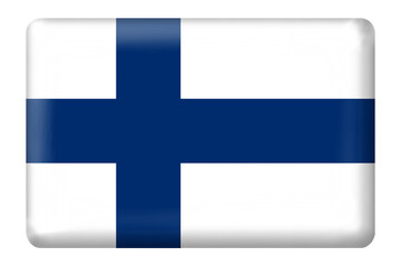 Obraz premium Finland flag square button shape on transparent background. Flag, national, country, icon, symbol, travel, language, presentation, culture, element, digital, design, sticker, png