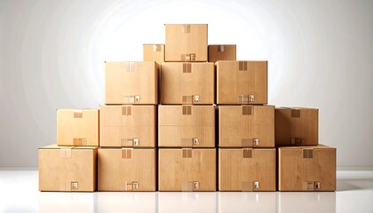 Cardboard boxes stacked in a pyramid shape