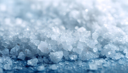 Close up macro photograph of coarse sea salt crystals creating a textured background