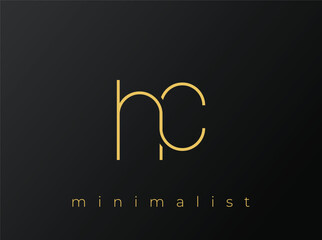 HC Minimalist Logo with Interlocking Shapes on Solid Black Background. A clean and modern minimalist logo design.
