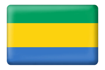 Gabon flag square button shape on transparent background. National, country, flag, symbol, travel, language, education, business, presentation, digital, web, element, design, png, sticker, etc.