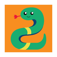 Fototapeta premium Vector Drawing of a Playful Snake Character